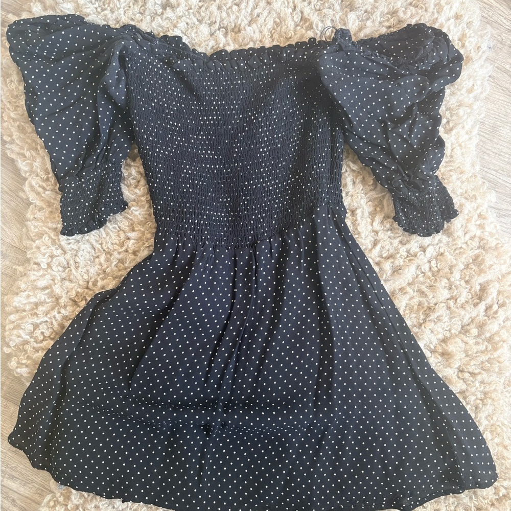 Reformation Black Polka Dot Mini Dress